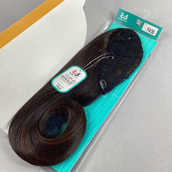 Hair Topper #F4/30 Brown 20” Straight Clip-In Crown Piece Weavelet Synthetic - Picture 2 of 5